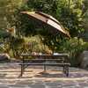 Gardenised Outdoor Foldable Woodgrain Picnic Table Set with Metal Frame 6 Ft. Black QI004269.BK